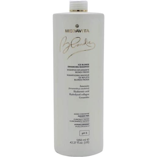 Medavita blondie ice blonde enhancing shampoo 1250ml - shampoo rinforzante anti-giallo capelli biondi tonalità fredda