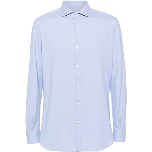 Glanshirt camicia con motivo jacquard - blu