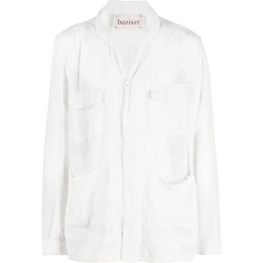 Baziszt camicia semi trasparente - bianco