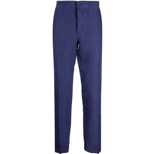 120% Lino pantaloni dritti - blu