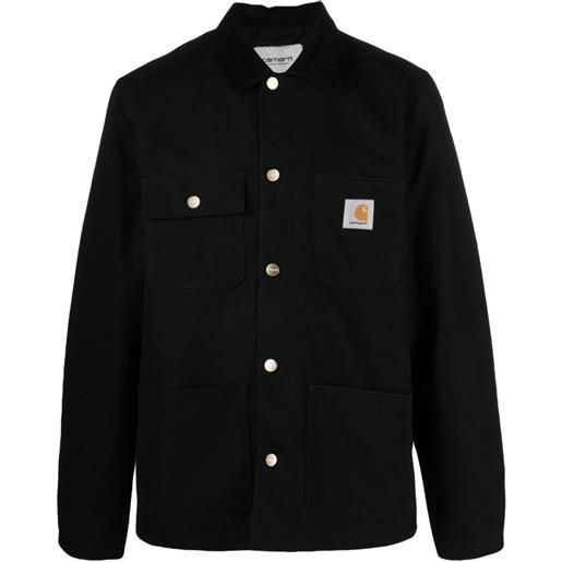 Carhartt WIP giacca-camicia michigan con colletto a coste - nero