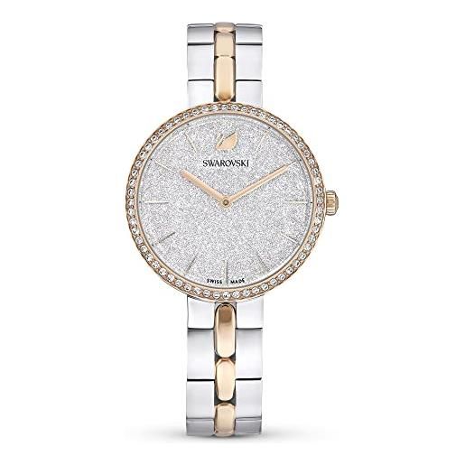Swarovski cosmopolitan orologio, con pavé di cristalli Swarovski e bracciale regolabile, placcato in tonalità oro rosa, bianco