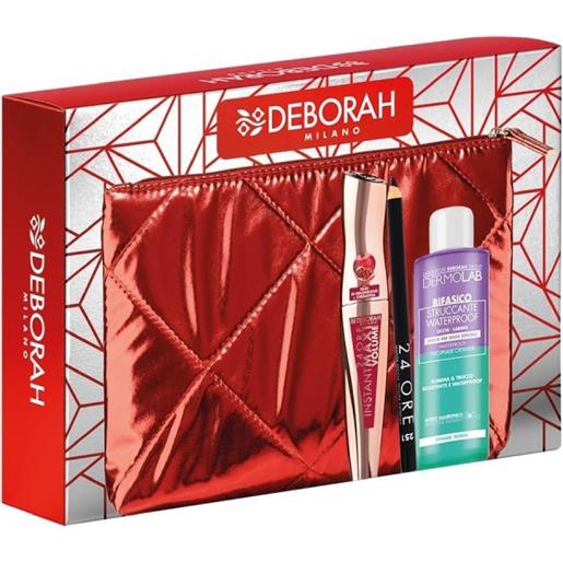 Deborah set regalo pochette n. 01 - mascara instant maxi volume + matita occhi 24ore + struccante bifasico 50ml