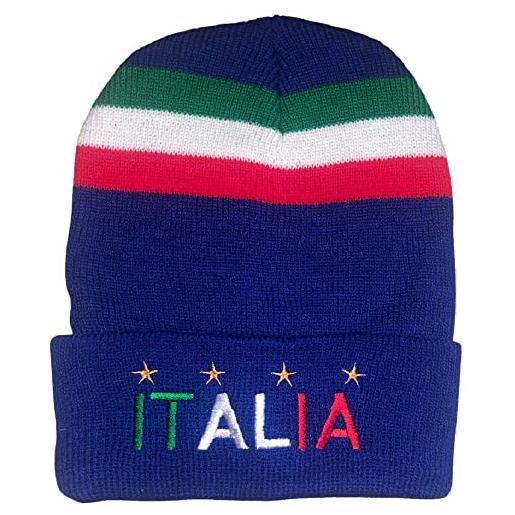 BrolloGroup cappello italia berretti invernali scritta ricamata taglia unica da adulto ps 40835 (blu')