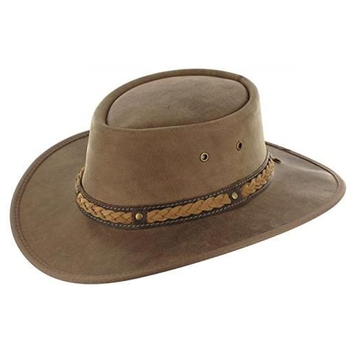 Barmah squashy bronco cappello in pelle barmah cappello di vacchetta nastro intrecciato xl/60-61 - beige