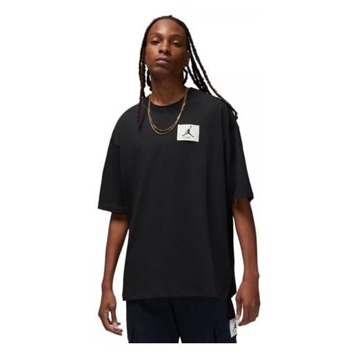 Nike j flt ess ovrsz ss crew t-shirt, nero, s uomo