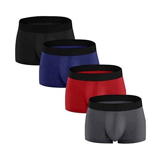 FGFD&OU boxer uomo intimo traspiranti cotone elast mutande comodo morbido pantaloncini (4 multi-colore, xxl)