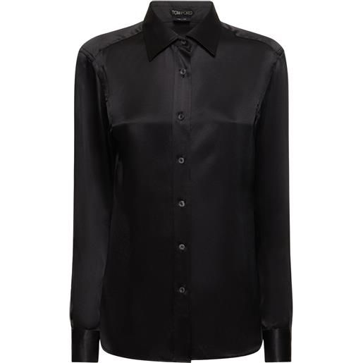 TOM FORD camicia in raso di seta / plissé