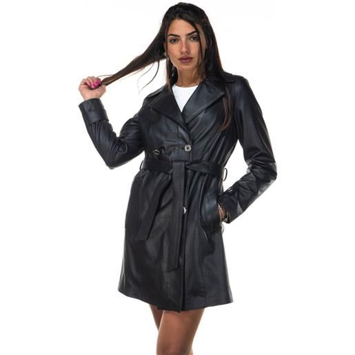 Leather Trend viviana - cappotto donna nero in vera pelle