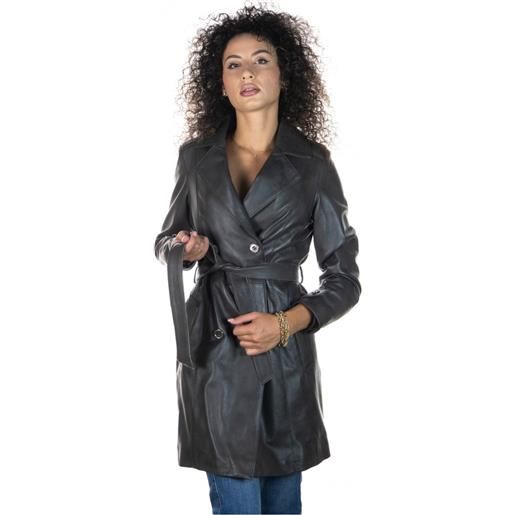 Leather Trend viviana - cappotto donna grigio in vera pelle