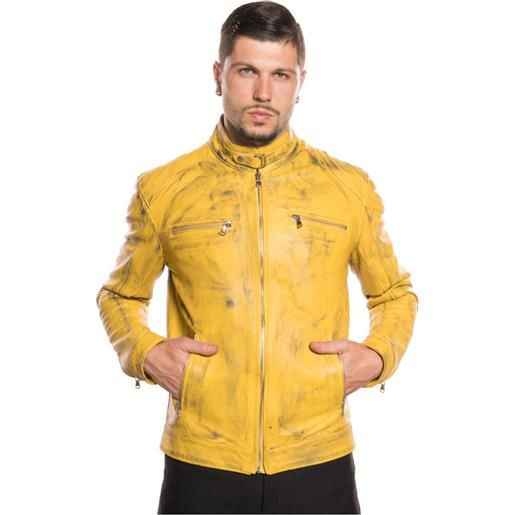 Leather Trend avatar - biker uomo giallo. Tamponato in vera pelle