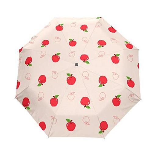 BEUSS rosa mela ombrello pieghevole automatico antivento con auto apri chiudi portatile ombrelli per viaggi spiaggia donne bambini ragazzi ragazze