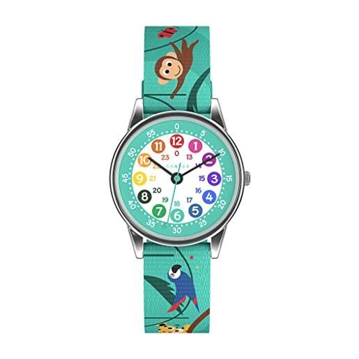 Cander Berlin mna 1230 t - orologio per bambini, con quadrante di apprendimento, motivo: animali, colore: turchese, multicolore, turchese. , cinghia