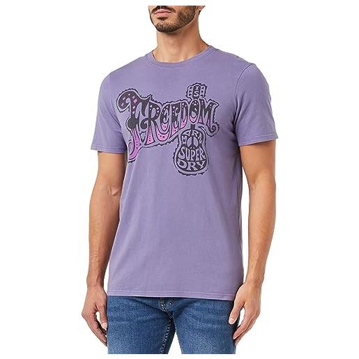 Superdry vintage psych rock script tee camicia, heron purple, l uomo