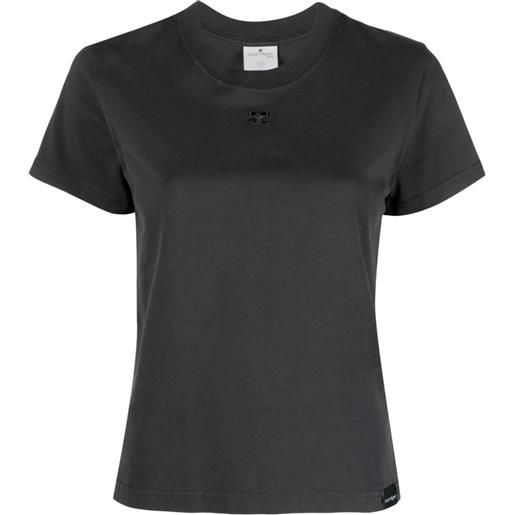 Courrèges t-shirt con ricamo - grigio