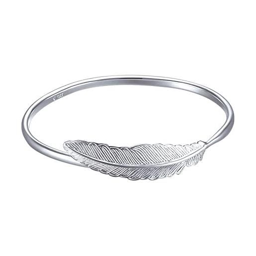 SILVERAGE braccialetto da donna regolabile in argento sterling 925 stile vintage con piuma, cod. 5241000000
