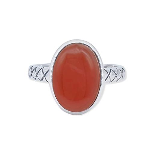 mantraroma anello argento 925 con pietre preziose corniola pietra rosso aranciato argento sterling da donna in vero argento (mrg-161-16-(50))