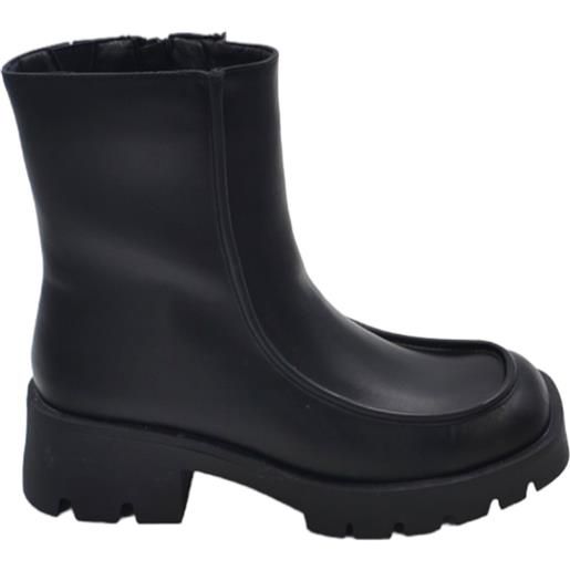 Malu Shoes stivaletti donna platform chelsea boots combat nero in ecopelle fondo alto zip al polpaccio rigido tendenza