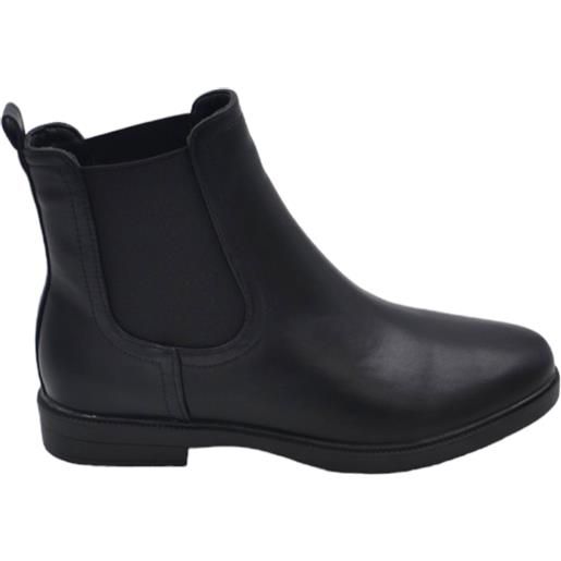 Malu Shoes stivaletti donna chelsea boots in ecopelle opaca nera fondo sottile elastico laterale alla caviglia comodo