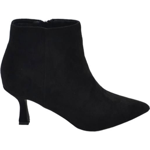 Malu Shoes tronchetto donna basso alla caviglia in camoscio nero con tacco a spillo mini 5 cm comodo moda elegante