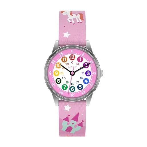 Cander Berlin mna 1230 e - orologio da bambino con quadrante di apprendimento, motivo unicorno, rosa e multicolore, rosa caramella, cinturino, rosa caramella, cinghia
