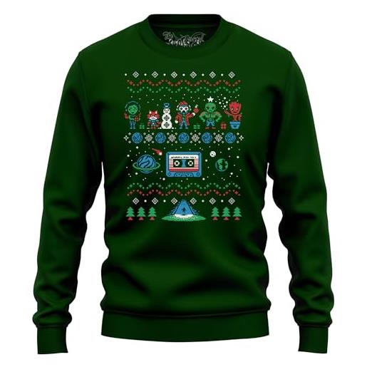 The Shirt Shack maglione natalizio guardian galaxy - scatena il tuo nerd interiore con questo brutto maglione!Perfetto per feste intergalattiche. Unisciti ai guardiani questo natale, verde, m