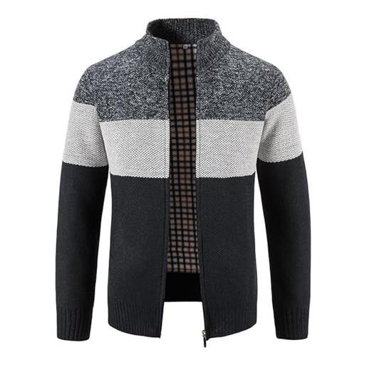 OlyljpinZ uomo cardigan giacca maglia pieno zip isolamento pullover lana stand collare cappotto invernale color block in pile maglione a manica lunga