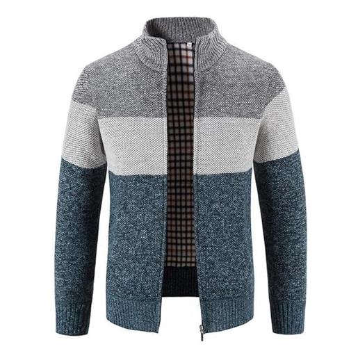 OlyljpinZ uomo cardigan giacca maglia pieno zip isolamento pullover lana stand collare cappotto invernale color block in pile maglione a manica lunga