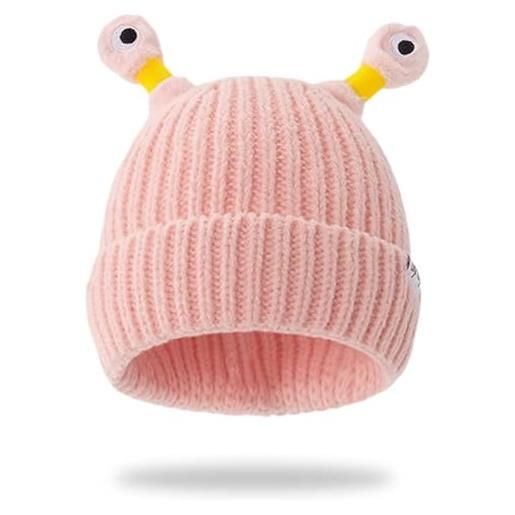 DRABEX cappello invernale lavorato a maglia con piccolo mostro luminoso genitore-figlio, berretto lavorato a maglia con piccolo mostro led carino, cappello tentacolo mostro (one size, light pink)