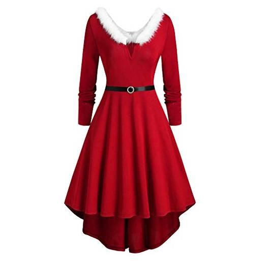 JokeLomple vestito natalizio da donna - in velluto taglie forti rosso elegante stampa morbido e confortevole abito natalizio invernali elegante abito da festa