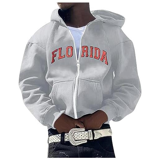 JMEDIC felpa boxeur zip per uomo e donna personalità europea e americana cappotto cardigan maglione con cappuccio hip-hop casual inglese completo lavoro (grey, xxxxl)