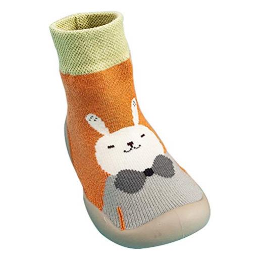 Holibanna bambini calzini da pavimento da interno scarpa: coniglio calzini invernali antiscivolo calzini calzini scarpe animale cartone animato inverno calzini caldi arancione