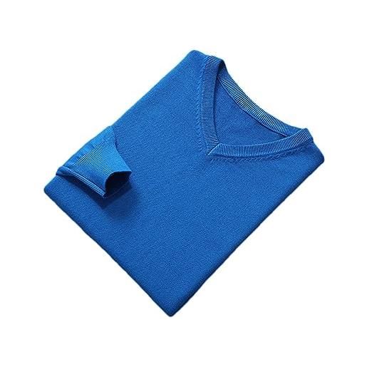 Suvoiier maglioni da uomo maglione con scollo a v invernale maglione lavorato a maglia in lana maglione standard in lana maschile blue xl