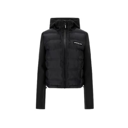 GUESS puffer jacket donna piumino patch logo laterale nero (l)