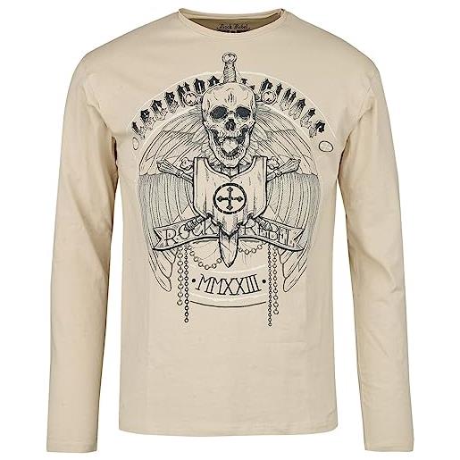 Rock Rebel by EMP uomo t-shirt color crema con stampa frontale m