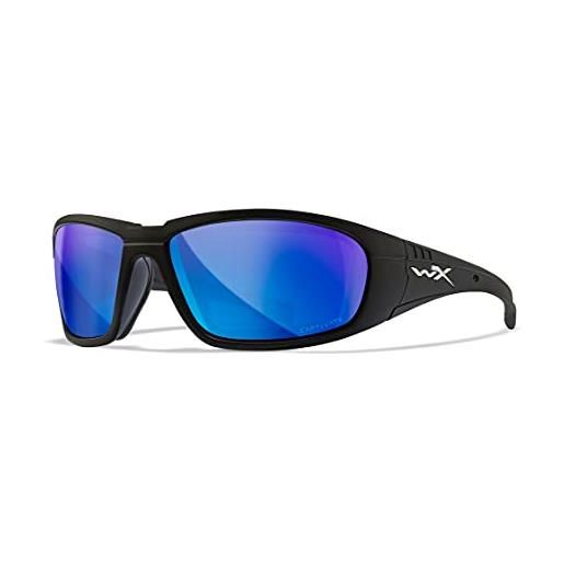 Wiley X wileyx wiley-x ccbos09 wx boss captivate sunglasses-polarized blue mirror, nero, taglia unica uomo
