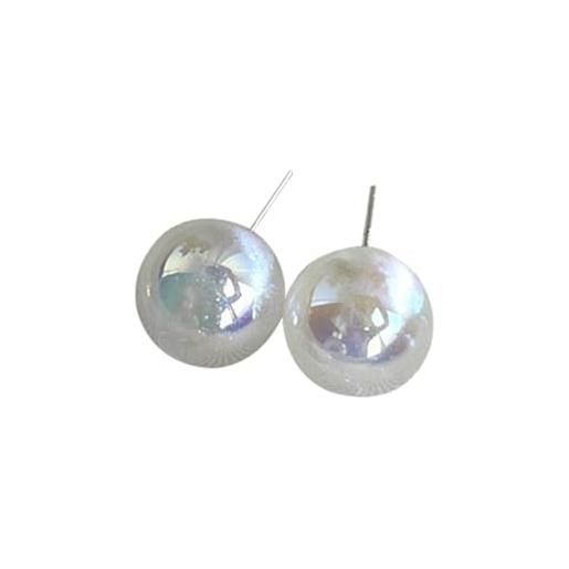 BDUBZ orecchini a bottone perle finte orecchini perle rotonde ipoallergeniche in argento sterling s925 per donna orecchini perle finte, come immagine, 12 mm