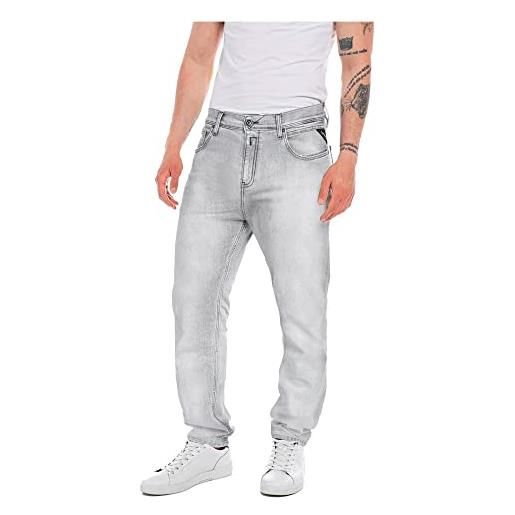 REPLAY jeans uomo sandot tapered fit super elasticizzati, grigio (light grey 095), w31 x l30