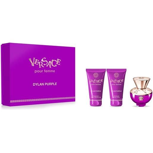 BOX REGALO versace cofanetto dylan purple eau de parfum 50ml con shower gel 50ml e body lotion 50ml