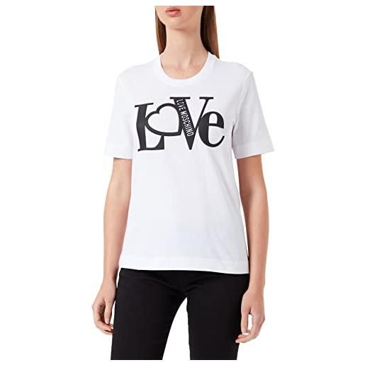 Love Moschino maglietta con stampa in gomma con scritta love t-shirt, bianco, 46 donna