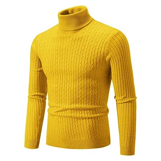Generic maglione in lana sottile a collo alto da uomo pullover in maglia a trecce tinta unita autunno inverno dark gray9 4xl
