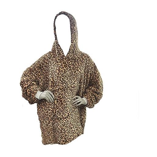 Intrecci felpa con cappuccio oversize unisex, poncho coperta con maniche lunga calda e confortevole, adatta per adulti, adolescenti uomo donna (leopard)