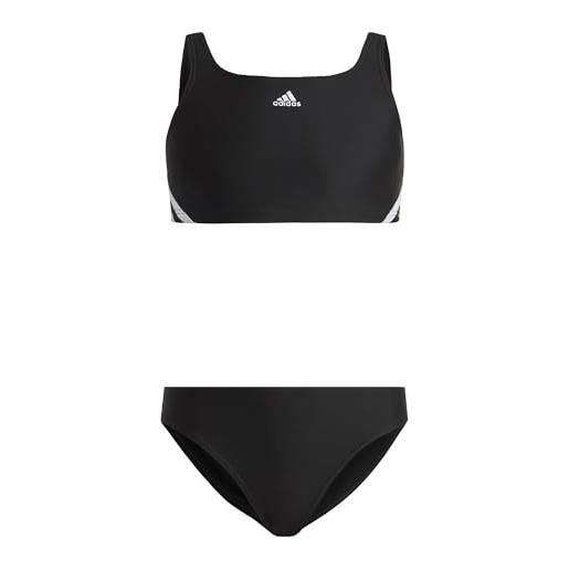 adidas ib6001 3s bikini costume da nuoto black/white 5-6a