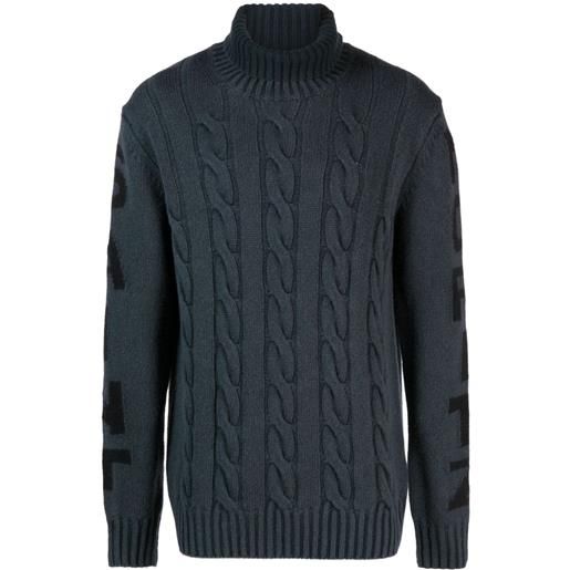 MC2 Saint Barth maglione aran con logo jacquard - nero