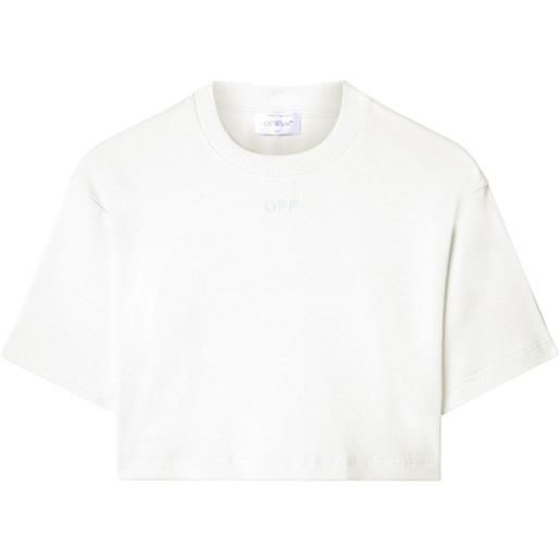 Off-White t-shirt crop con ricamo - bianco