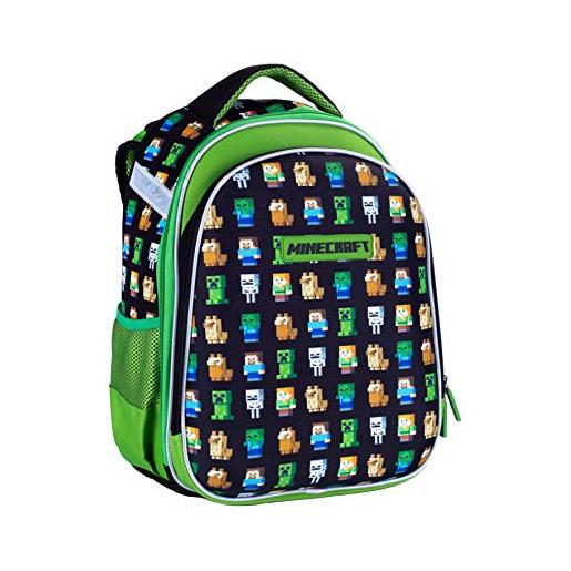 Minecraft borsa da scuola, nero/verde, dimensioni: ca. 29 x 27 x 39 cm (l x p x a)