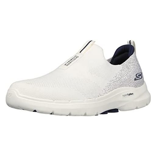 Skechers gowalk 6-scarpe da passeggio elasticizzate, senza lacci, per atletica, uomo, bianco blu marino, 41.5 eu