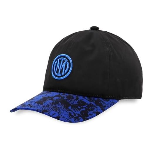 Inter cappellino da baseball con visiera logo, collezione stadio, football cap unisex-adulto, nero, taglia unica