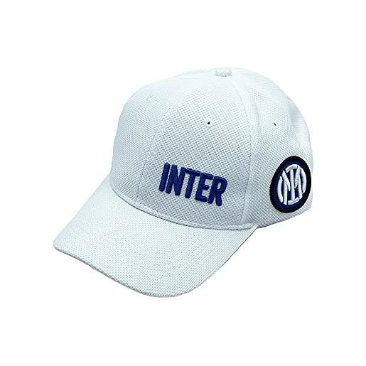 Inter cappellino da baseball con visiera logo, collezione stadio, football cap unisex-adulto, bianco, taglia unica