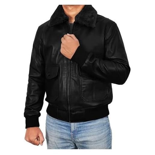 Giacca da uomo in pelle aviatore nero 001577